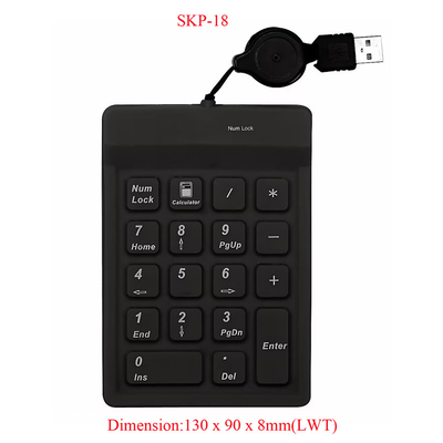 لوحة مفاتيح رقمية صناعية طبية بالسيليكون مع كابل USB قابل للانسحاب
