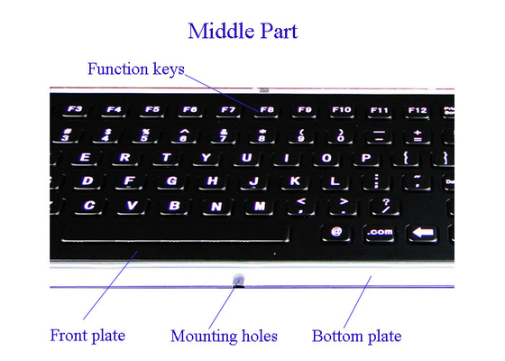 Electroplated Industrial Metal Keyboard Liquid Proof With Optical Trackball Mouse
